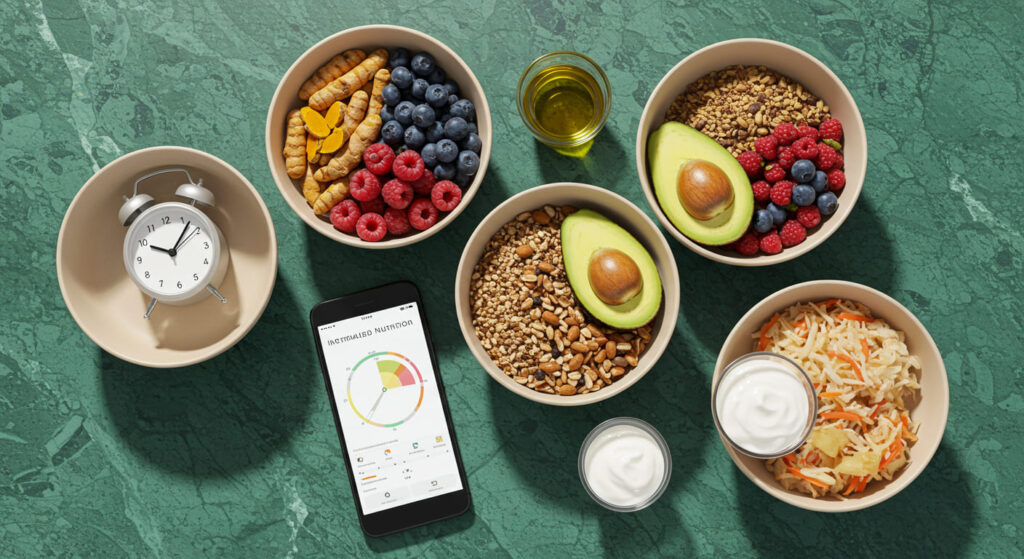 Biohacking com alimentos: jejum, cúrcuma e probióticos para otimizar a saúde.