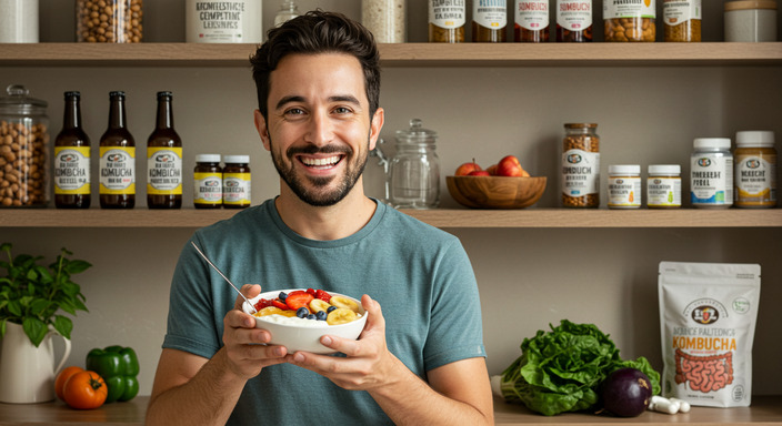 Suplementação probióticos: cardápio com iogurte e chucrute para intestino.